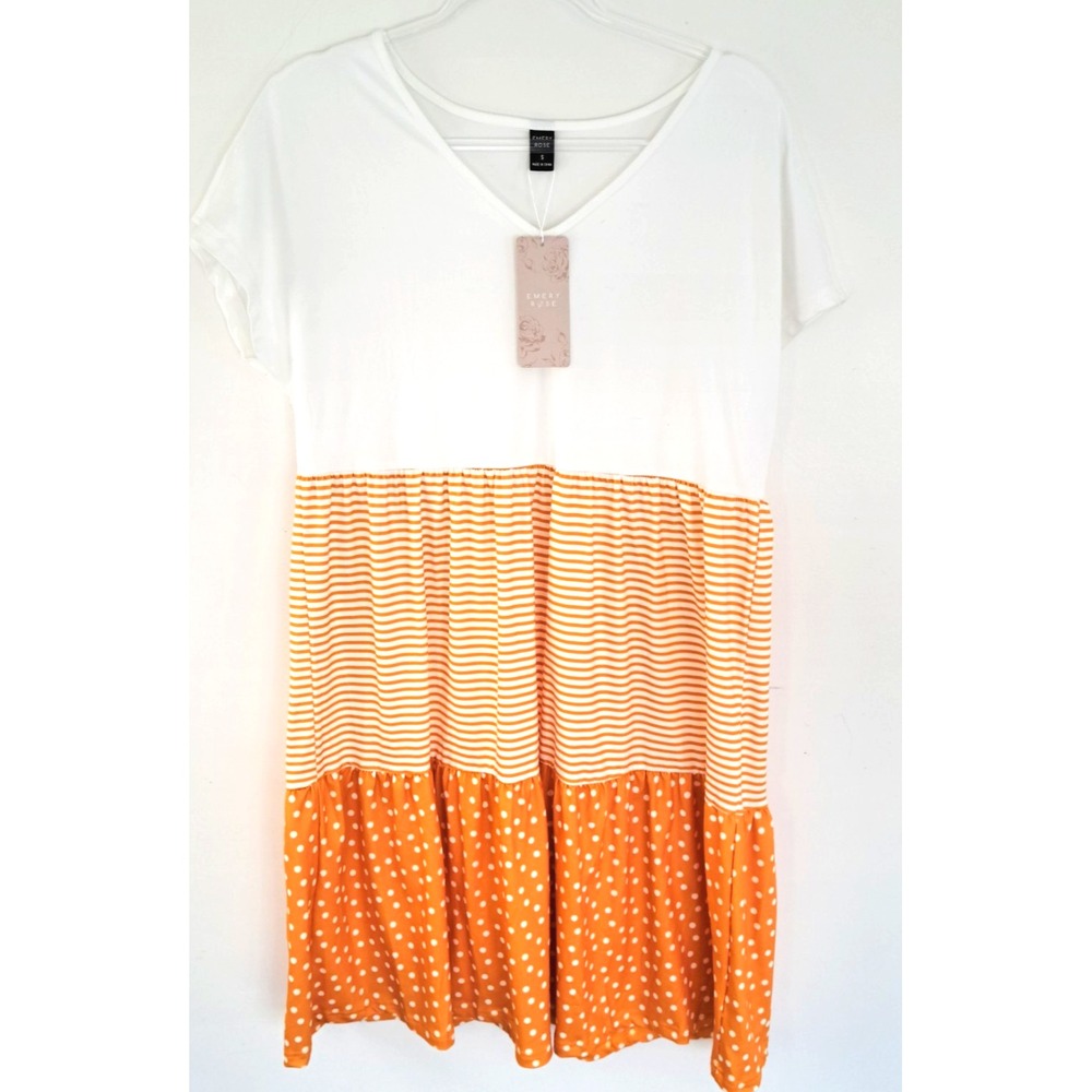 NWT Summer Dress Size Small Polka Dots Stripes V-Neck Short Sleeve Emery‎ Rose